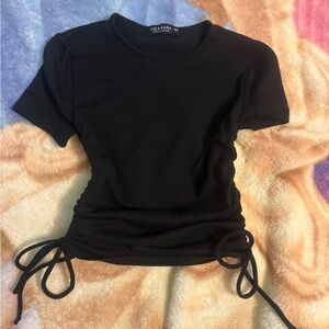 Black Ruched Women Top